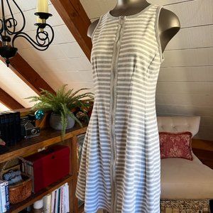 Mossimo Supply Co. | Gray/White Striped Sleeveless Zip Tennis Dress